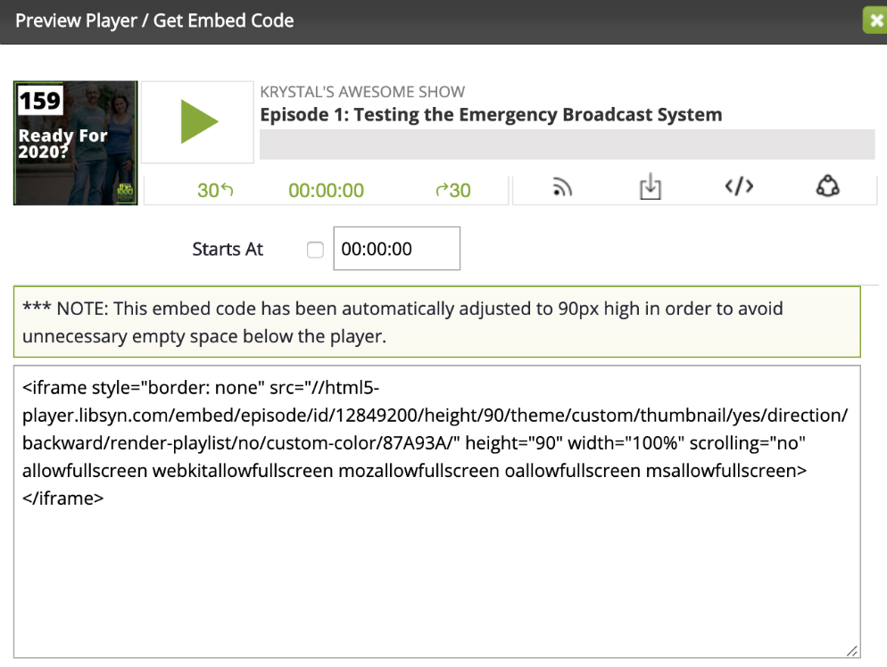 Libsyn audio embed player