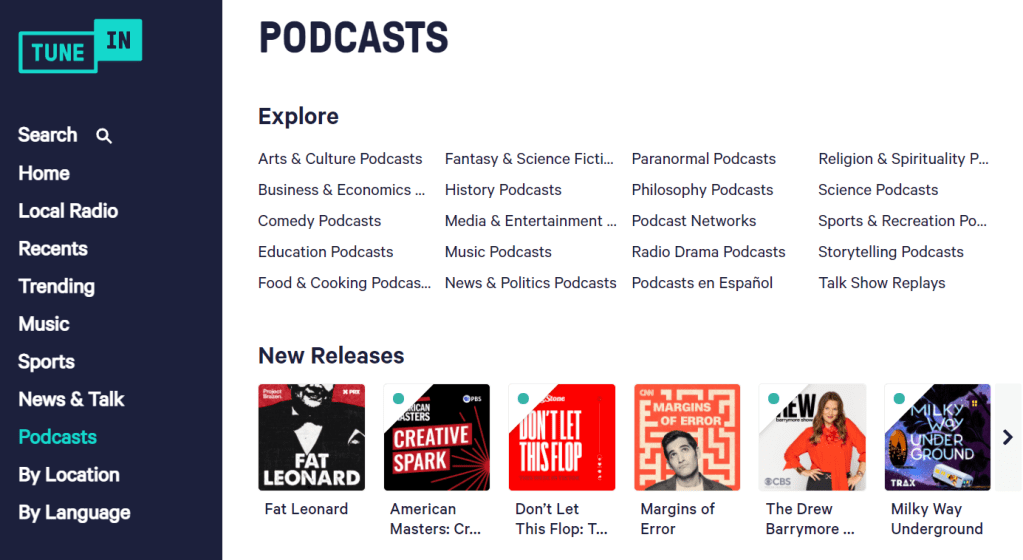 tunein iphone podcast apps