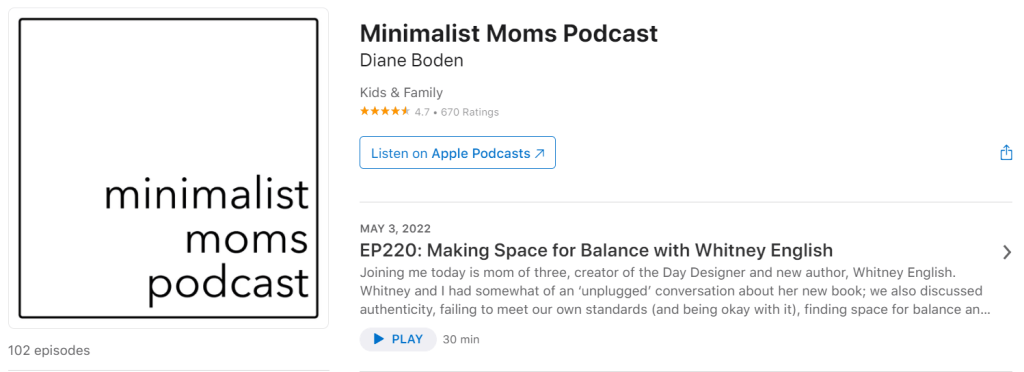 The Minimalist Moms Podcast.