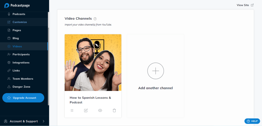 Adding YouTube channel to Beamly site.