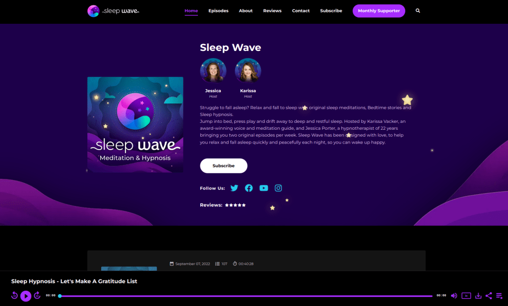 sleepwave podcast website example