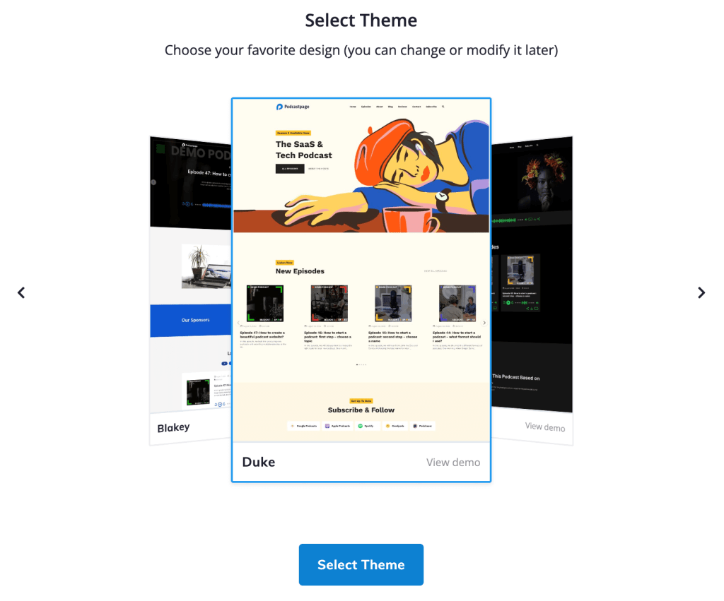 Choosing a theme on Beamly