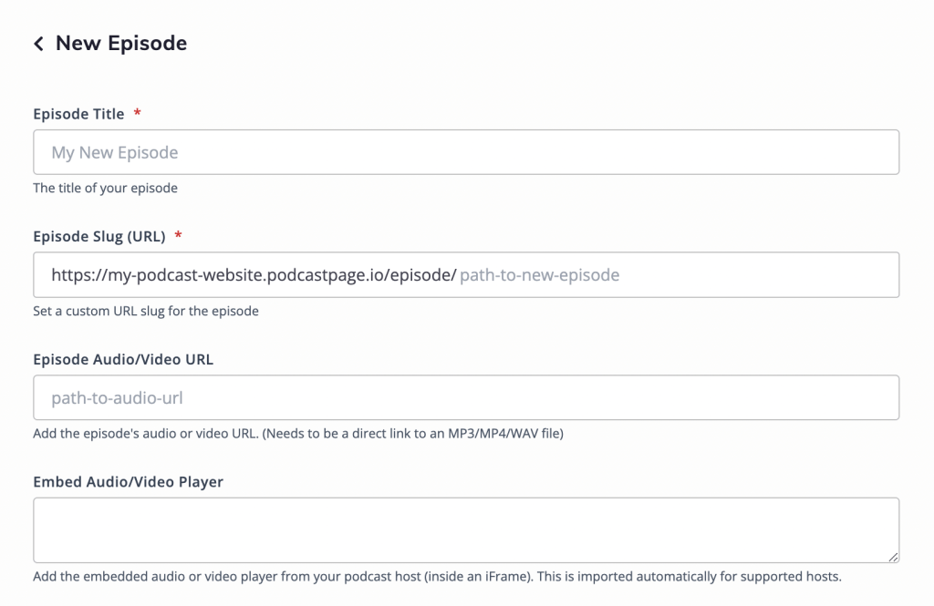 Creating a new podcast episode in Beamly.