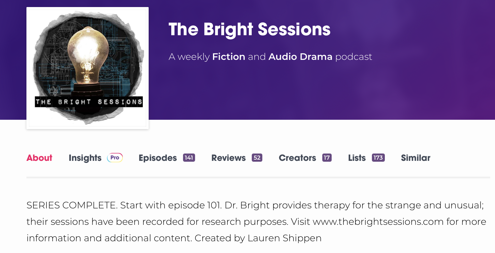 A podcast description that has links to other pages.