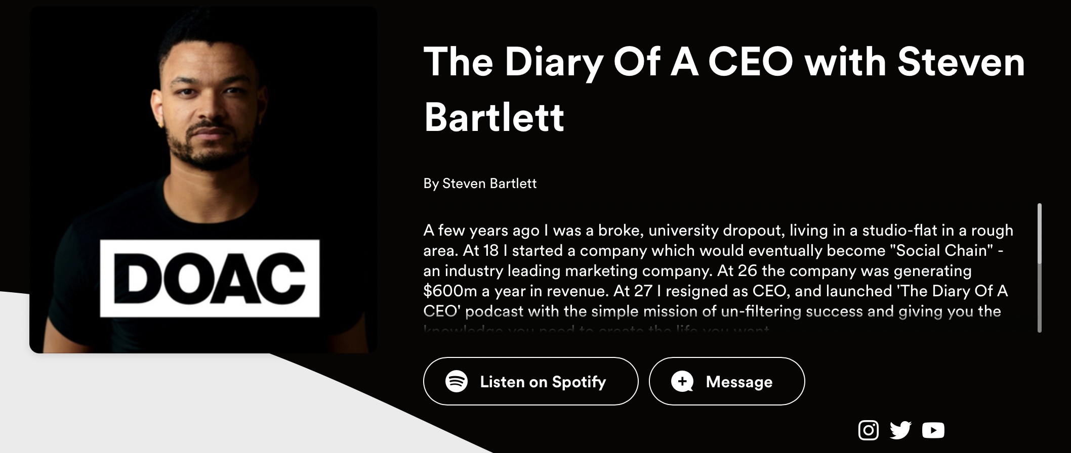 A podcast description that highlights the creator's expertise.