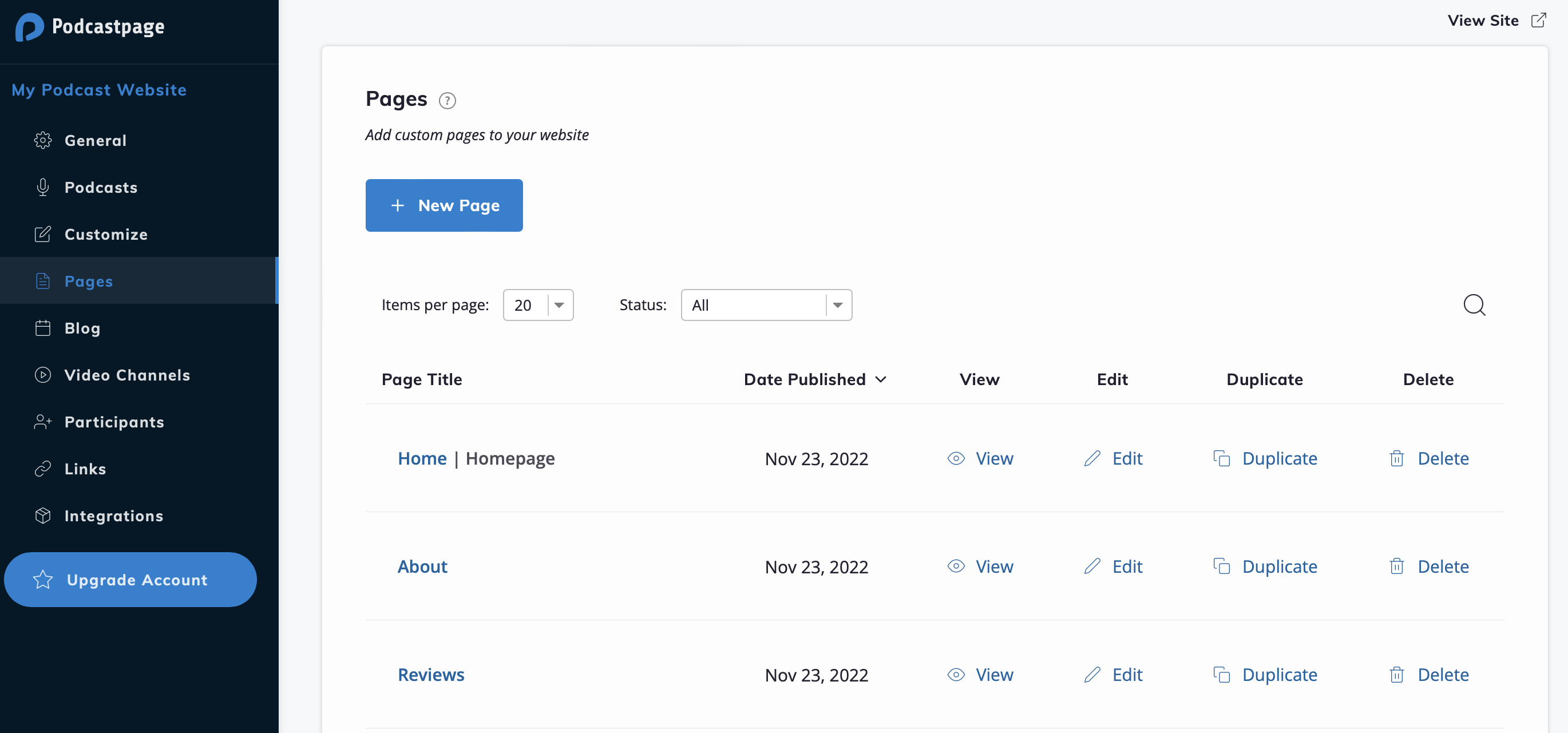 How to set up key web pages for your podcast network website