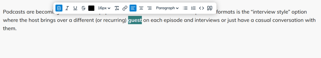 editor toolbar
