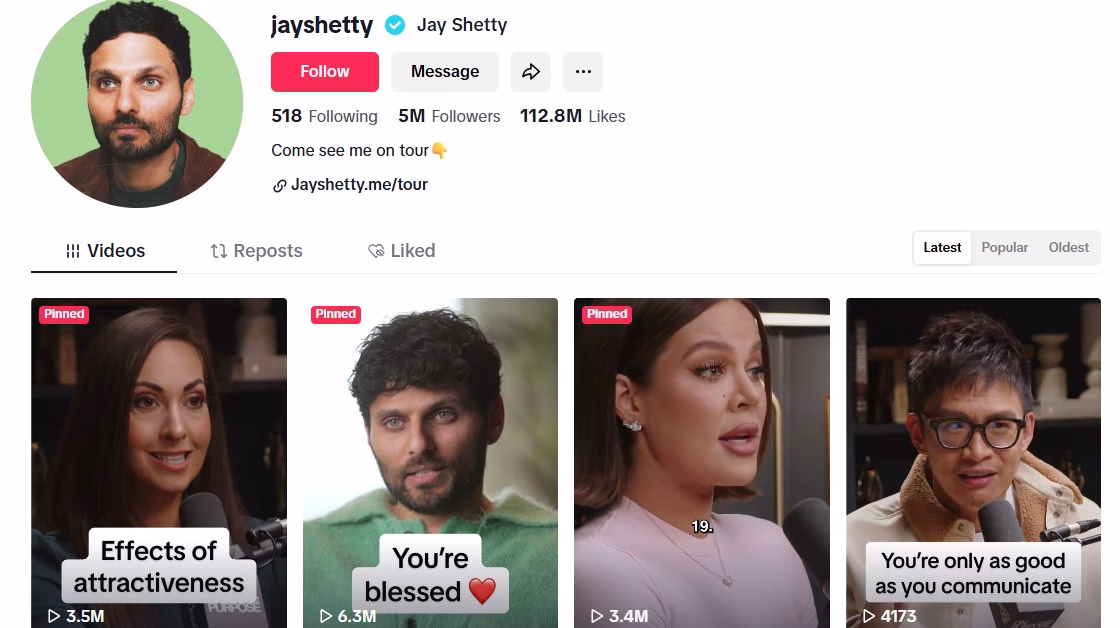 Jay Shetty TikTok page