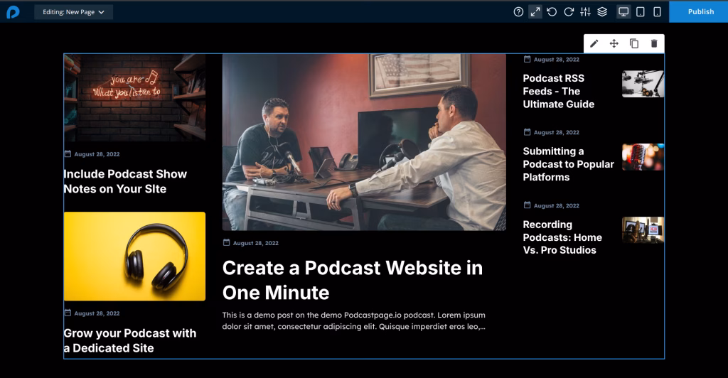 publication blog style widget